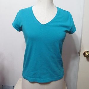 Chico's Turquoise Short Sleeve Shirt Sz 1